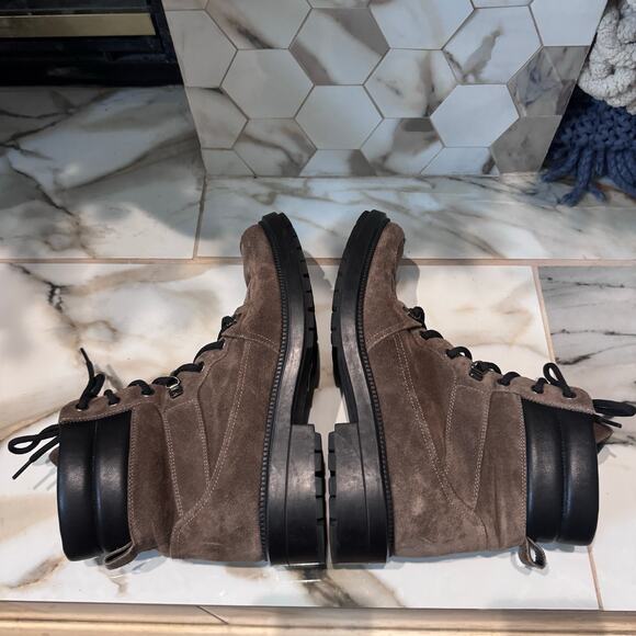 Aquatalia Women’s Lene Weatherproof Taupe Suede Combat Boots Size 9.5 Lug Soles - Picture 7 of 9